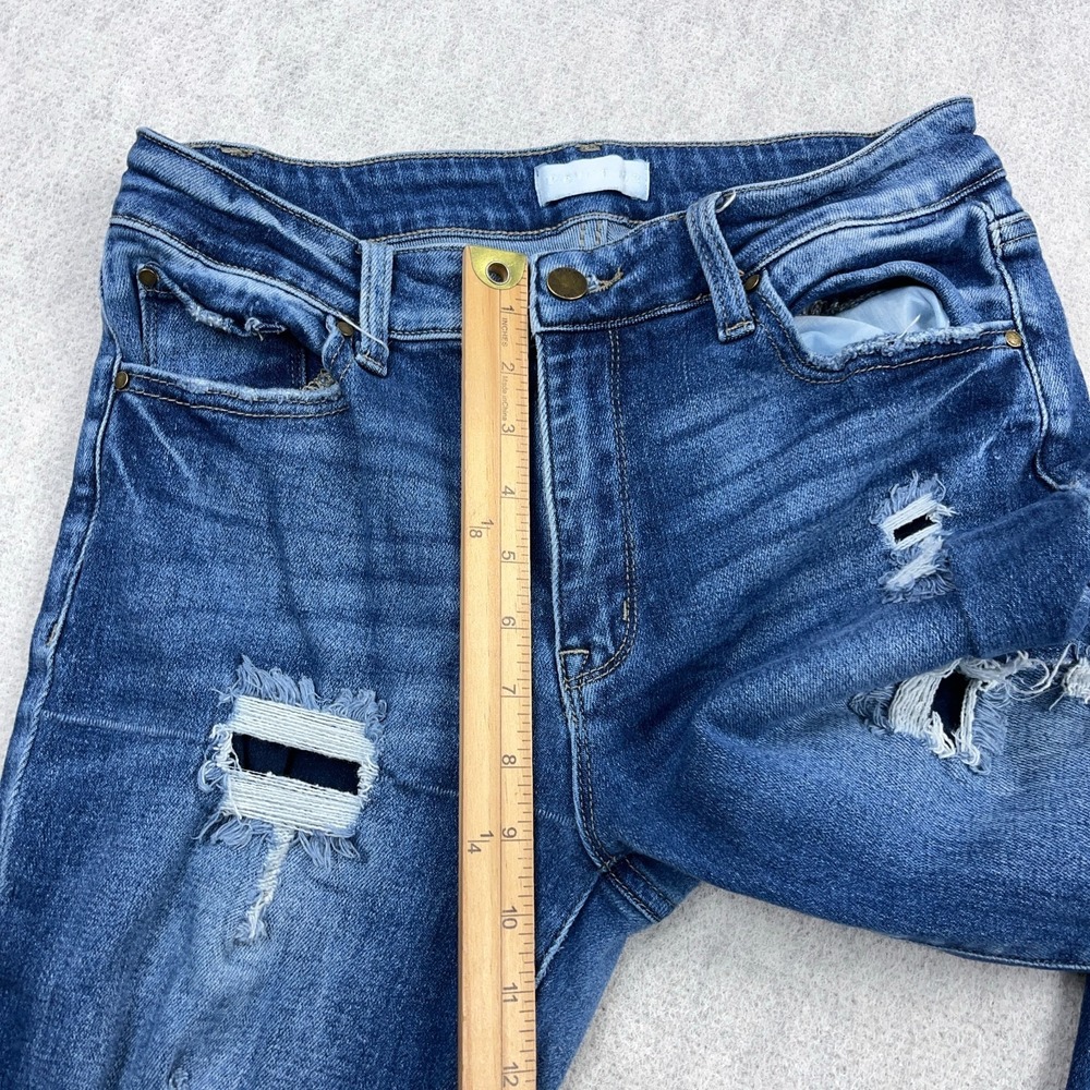 Women’s Distressed Dark Blue Flare Jeans - Picture 12 of 15